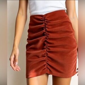 Zara Ruched Corduroy Red Mini Skirt (M)